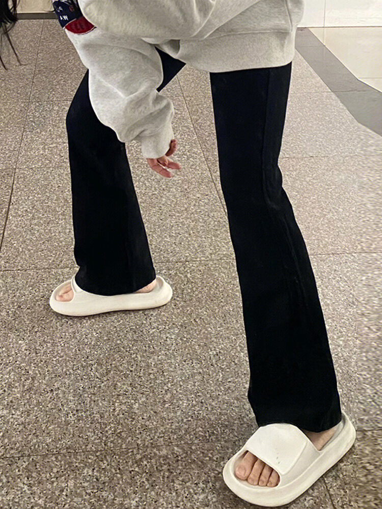 Pear Shapes Black Weila Jeans Women's Spring and Autumn Chubby Girl Large Size High Waist Slim Looking Horseshoe Pants Pants