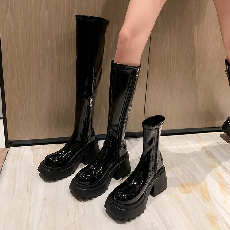 My Erlin Small Height Increased Stretch Boots Women's Bag Leg Slimming Platform Platform over the Knee Boots Platform Knight Boots