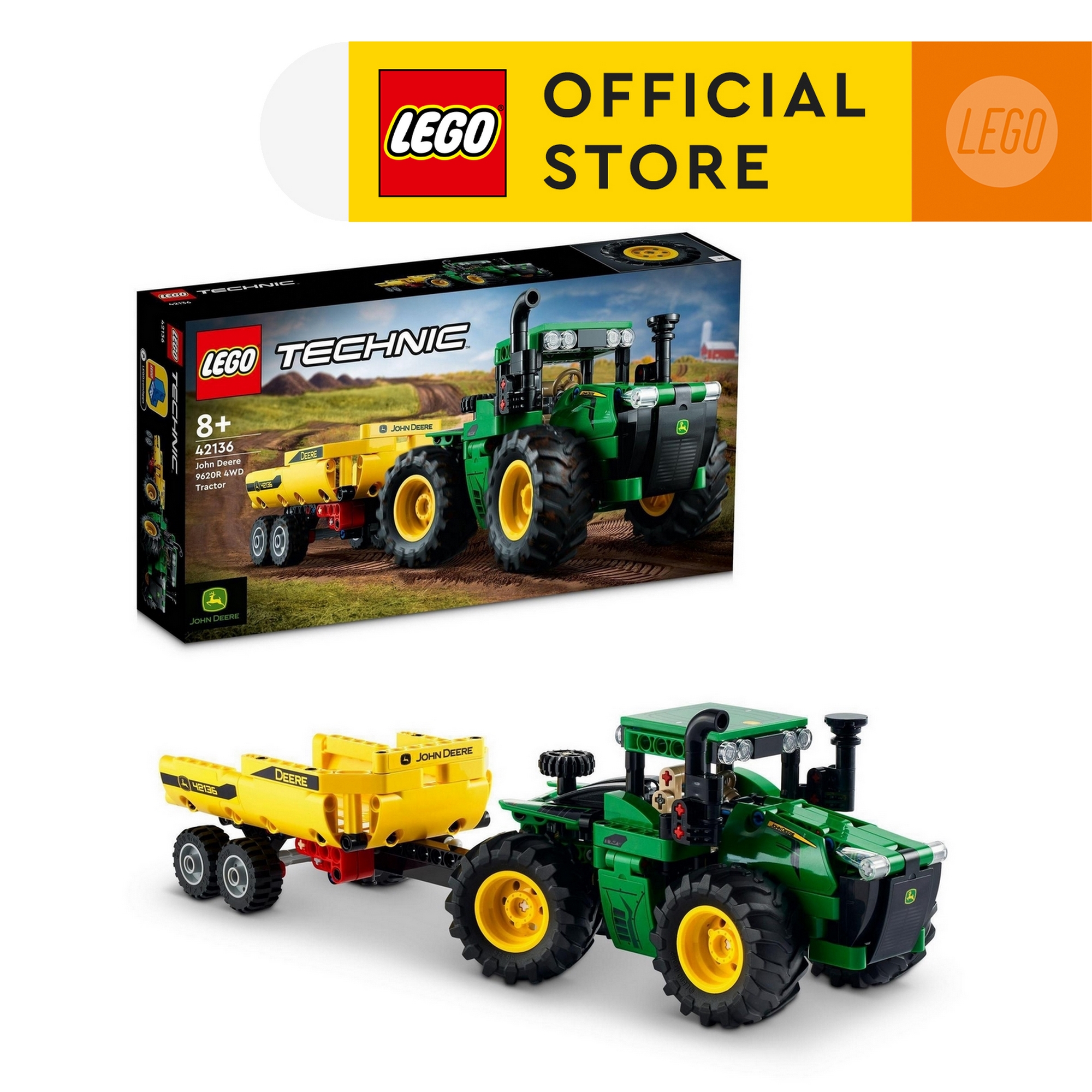 LEGO Technic John Deere 9620R 4WD Tractor 42136 Model Building Kit (390 Pieces) Building Blocks For Kids Construction Toys Kids Toys Construction Sets Toy Car