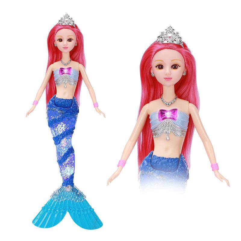【 Dolls With Music Lighting 】Barbie Doll Set Girl Toy Gift Box with Mermaid Shape and Music Lighting Children's Birthday Gift