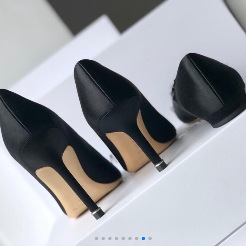 MAN0l0 BIAHNIK Women's High Heels Black Sexy Stiletto Pointed Diamond Korean Version Banquet Women's Shoes