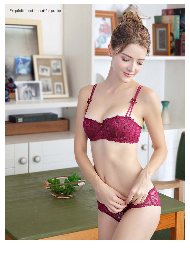 Aimaoxi 1603 New Foreign Trade European And American Thin Half Cup Fashion Sexy High-End Lace Lingerie Bra Set