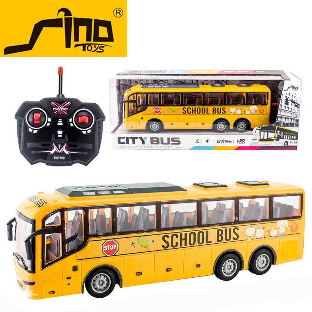 RC School Bus Car Gift with Light Remote Control 4CH Electric Simulation Cars Tour Bus Model Toys