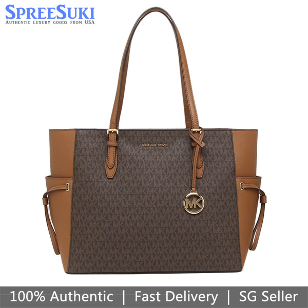 Michael Kors Handbag Tote Shoulder Bag Large Drawstring Travel Tote Brown # 35S1G2GT7B