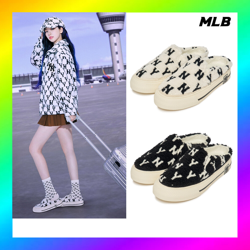 MLB Korea Unisex Sneakers Shoes Mule Fleece Monogram 2Colors