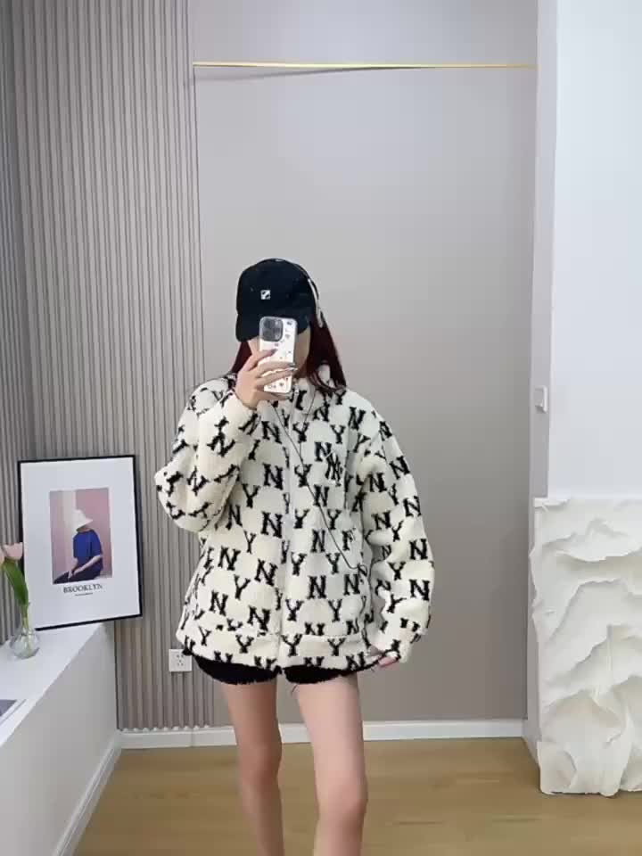 2023 New MLB Couples Coat Autumn and Winter New NY Full-Label Lambswool Fashionable Warm Casual Jacket