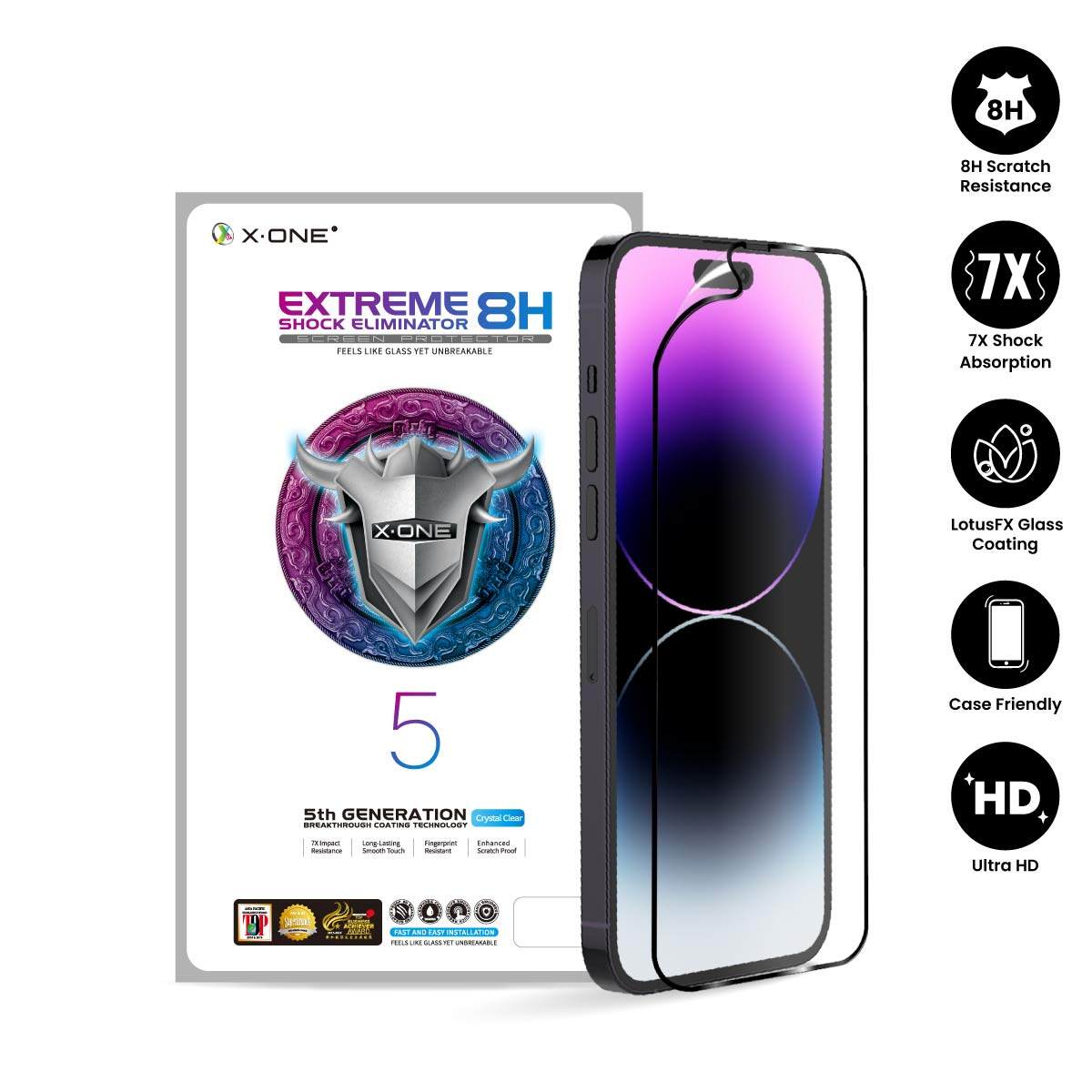 IPhone 15 / 15 plus/15 pro/15 Pro Max / 14 Pro / 14 Pro Max X-one extreme shock Eliminator 8H (5th generation) 2.5D Fullscreen/non full coverage