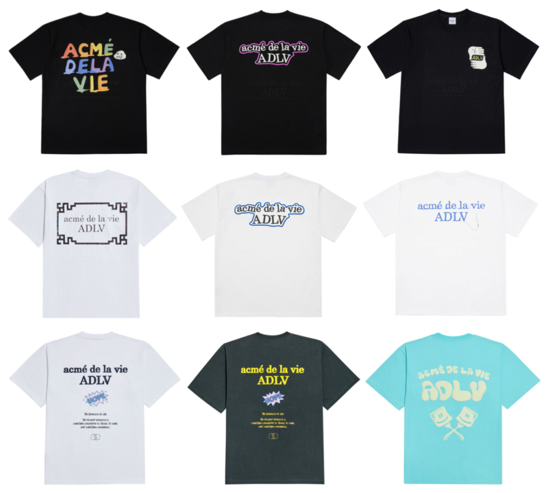 [acme de la vie] ★ With the HiddenTag OVERSIZED★ ADLV RAINBOW MARSHMALLOW TWO HANDS SHELL LOGO SEWING BASIC EMBO BASIC EMBROIDERED HOPE BASIC SHORT SLEEVE T-Shirt Casual Men T-shirt Women Tee Couple T