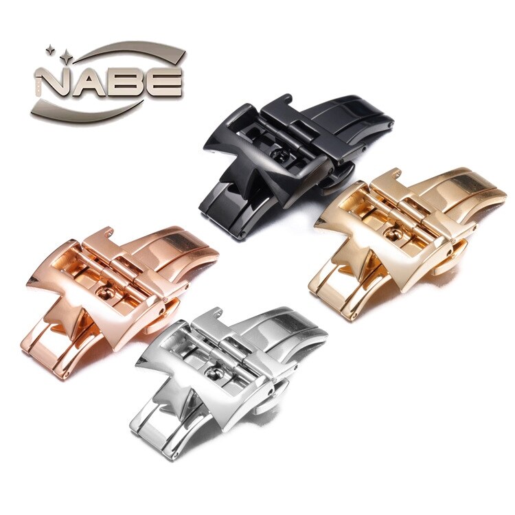 ◆ Swiss nabe black silver gold rose gold double press butterfly buckle buckle Vacheron Constantin leather strap buckle 18-22mm