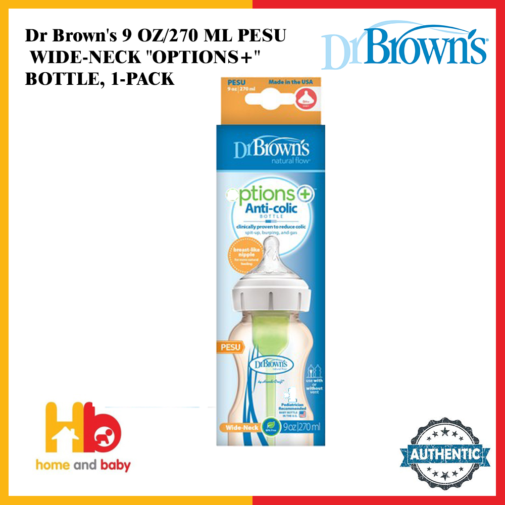 Dr Brown's 9 OZ/270 ML PESU WIDE-NECK "OPTIONS+" BOTTLE, 1-PACK