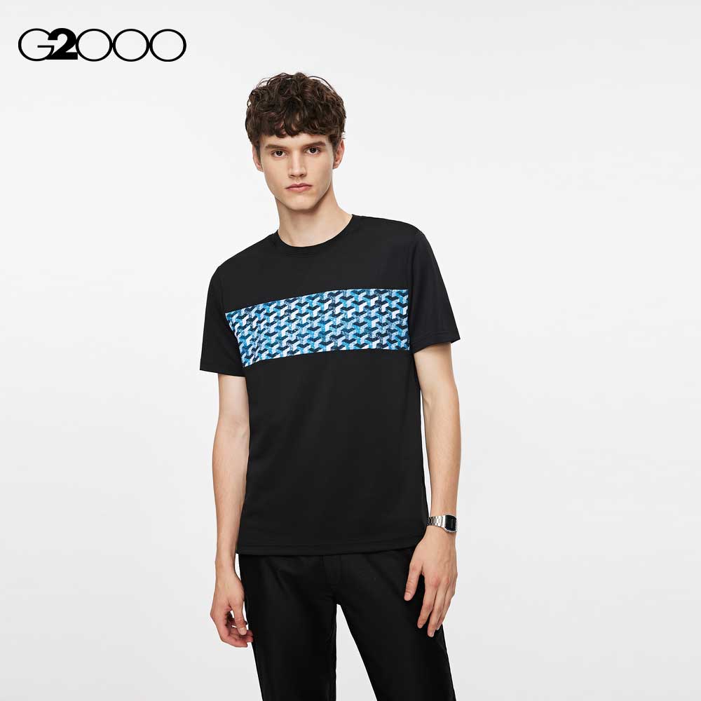 G2000 Men Round Neck Blocking With Print Dry Pique Tee
