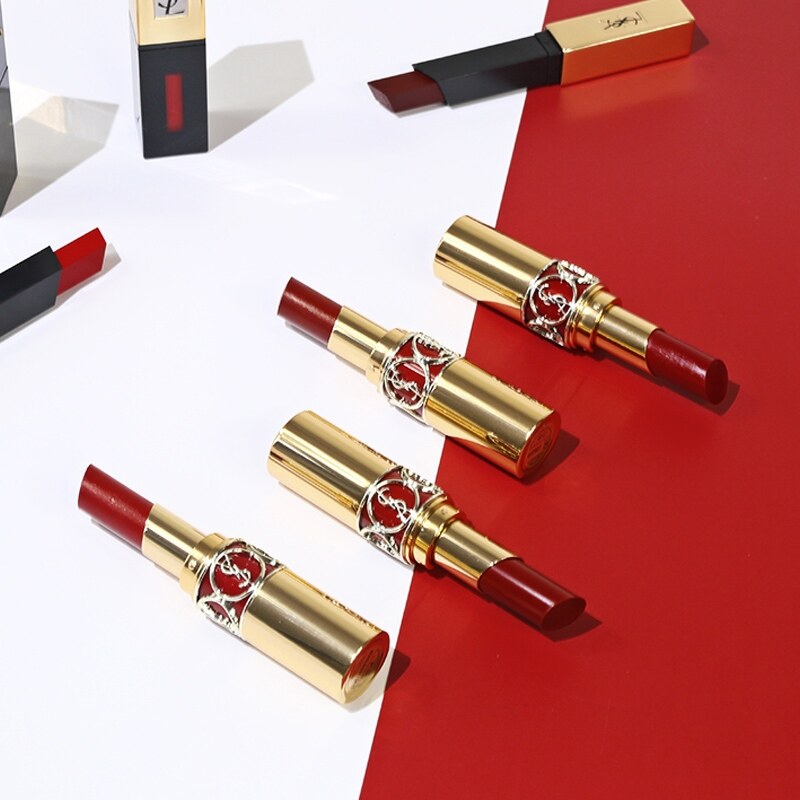 YSL Saint Laurent round tube lipstick / embossed 1971 small gold bar No. 21 No. 23 No. 1966 small black bar 302307 314
