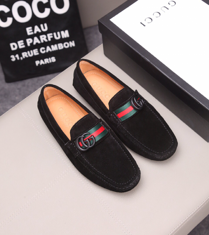 （Gift box packaging）Hermesˉ Original High Quality Loafers Genuine Leather Men Outdoor Walking Flat Footwear Fashion Frosted Driving Shoes