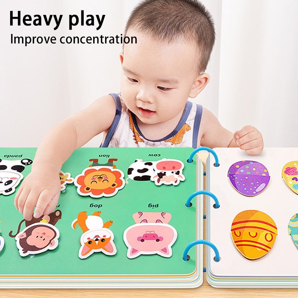 Quiet Book Children Toy Paste My Busy Animal Numbers Matching Puzzle Game Educational