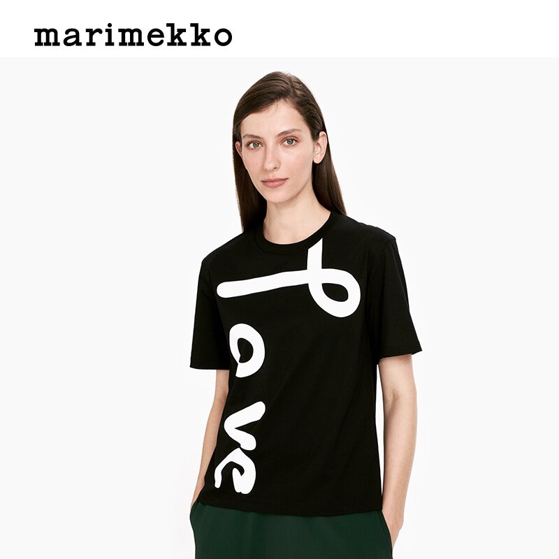 Marimek Komali Mei Ge Fashion Mayana Vita Monogram Print Black Crew Neck Casual Shirt