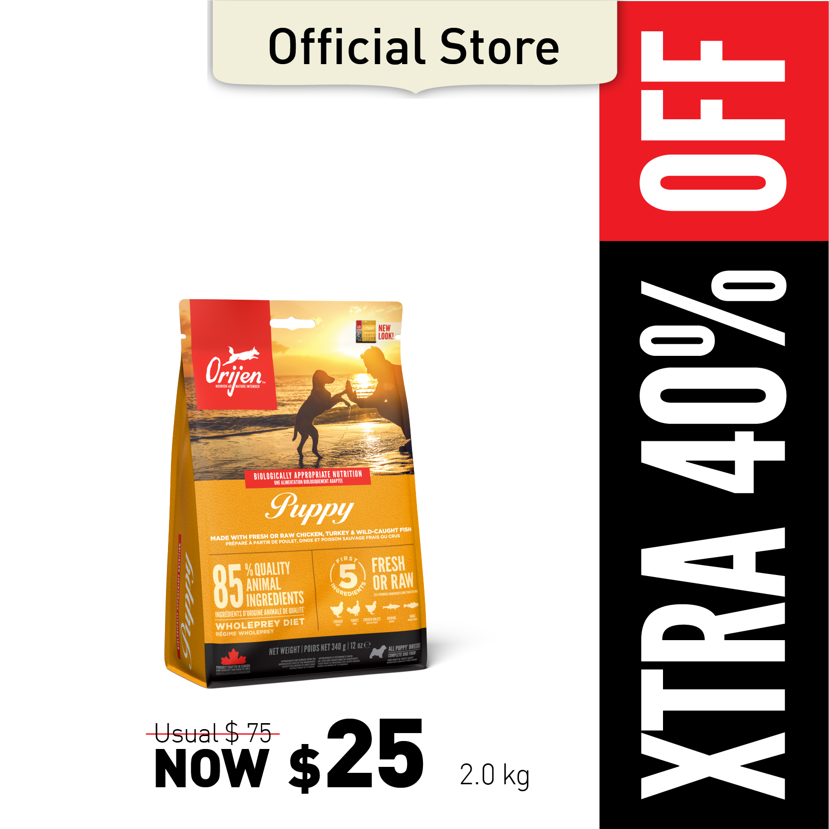 Xtra 40% OFF ORIJEN Puppy 2kg (31 Jul 23)
