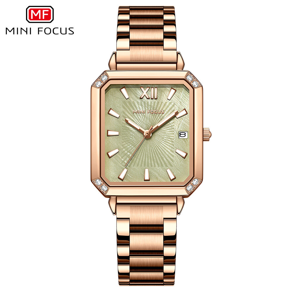 MINI FOCUS Brand Women's Watch Fashion Ins Style Light Luxury Small Square Watch Beimu Face Glow Steel Band Women's Watch 0472L