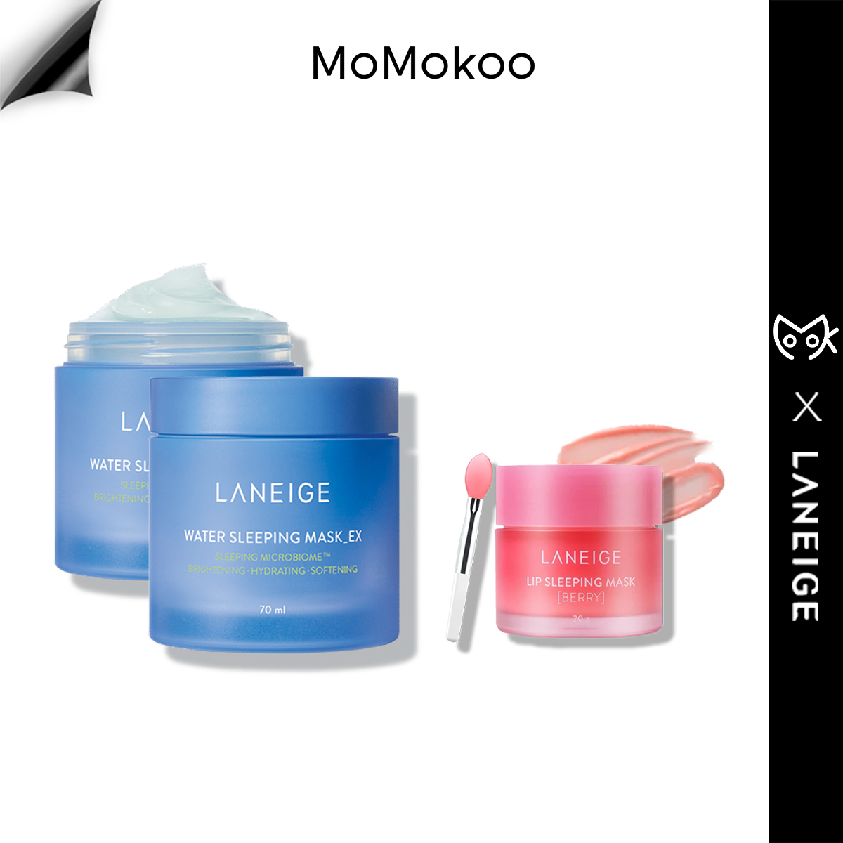 LANEIGE Water Sleeping Mask 70ml Skin Purifies Complexion Brightening Revitalizing Facial Moisturizer [NEW PACKAGE] / Lip Sleeping Mask EX Berry 20g