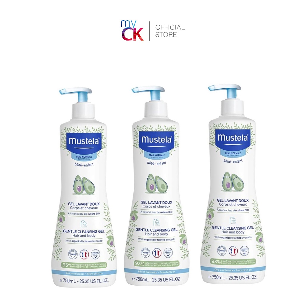 (Bundle of 3) Mustela Cleansing Gel Gentle For Hair & Body 750ml