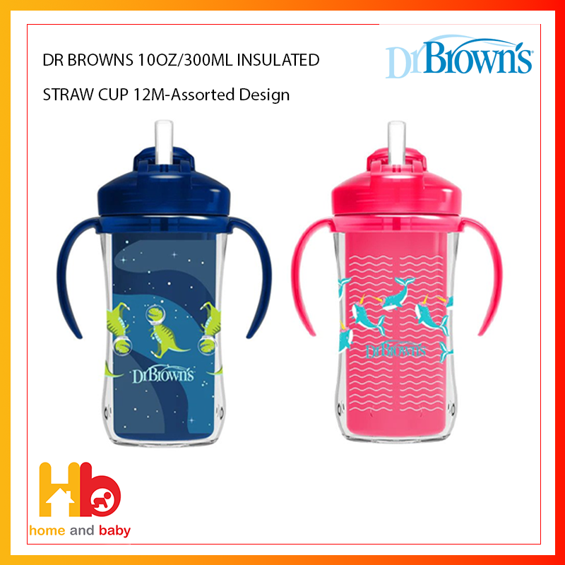 DR BROWNS 10OZ/300ML INSULATED STRAW CUP 12M-Assorted Design