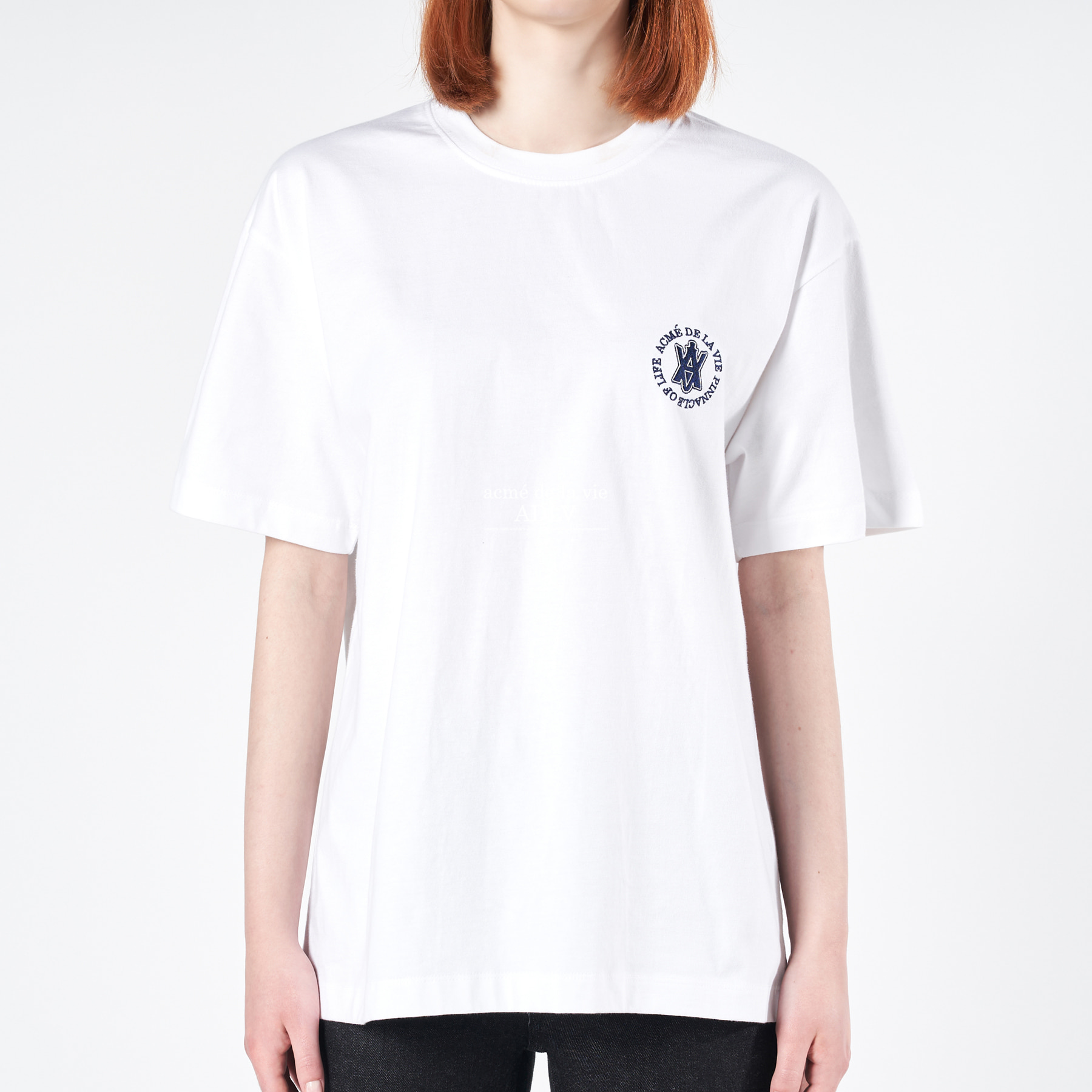[acme de la vie] 100％ Authentic A LOGO  EMBLEM EMBROIDERY BASIC SHORT SLEEVE T-SHIRT ADLV