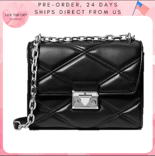 Pre-order: MICHAEL KORS Serena Small Quilted Faux Leather Crossbody Bag In Black 35S2SNRL2U