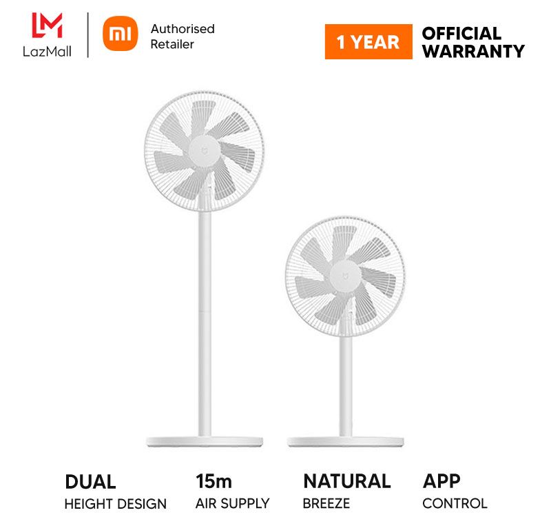 Xiaomi Mi Smart Standing Fan 2 Lite Wired Natural Breeze-Simulating Dual Blades DC Inverter Stand Fan for Home Mi Smart APP Control