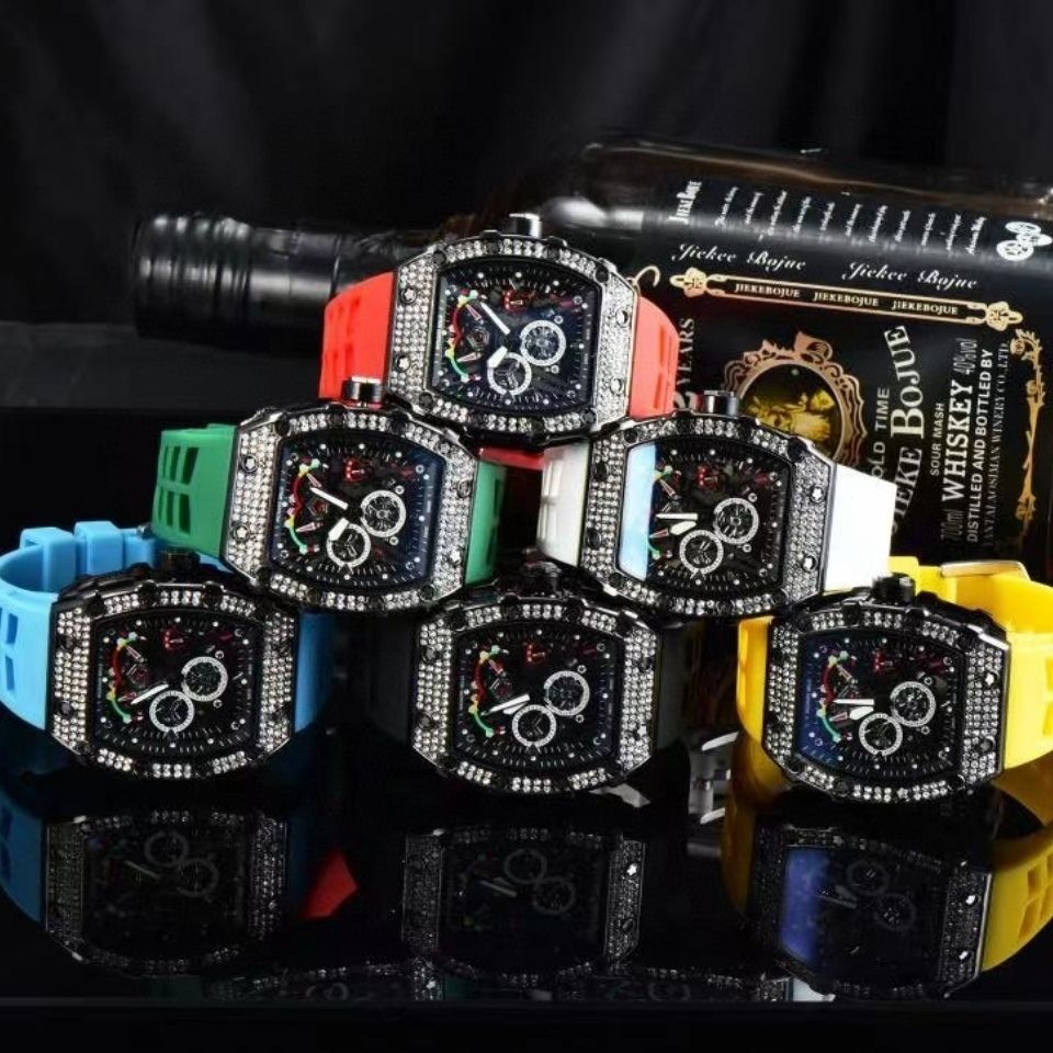 New Richard German trendy men's and women's same style full diamond hollow non-mechanical high-end handsome cool student watch