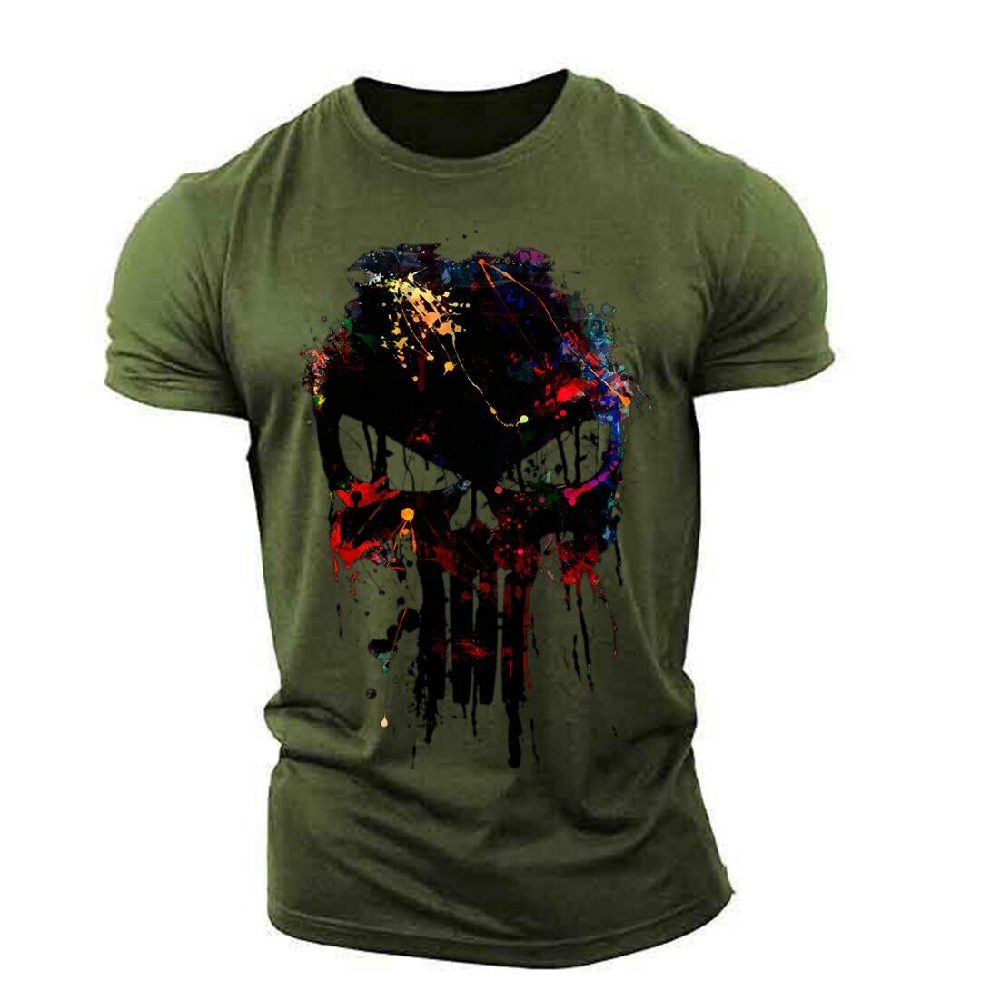 Men's Vintage T Shirt 3D Skull Print Street Youth Fashion Clothing Oversized Loose Short Sleeve Hip Hop Style Men's Shirt Street