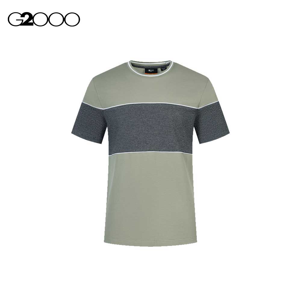 G2000 Men Round Neck Blocking Mercerized Cotton Blend Pique Tee