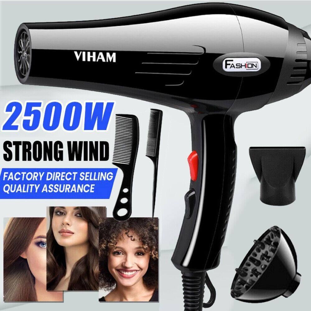 ZIDRYR SHOP New 2 Speed Ionic Blow Hairdryer Professional Hair Dryer with 3 Heat 2500W