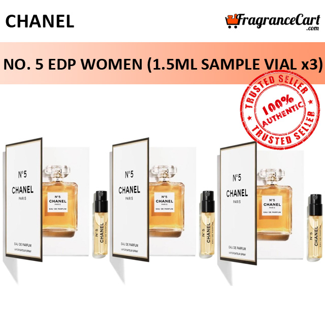 Chanel No. 5 EDP for Women (1.5ml Sample Vial x3) Eau de Parfum N°5 No 5 [Brand New 100% Authentic Perfume/Fragrance]