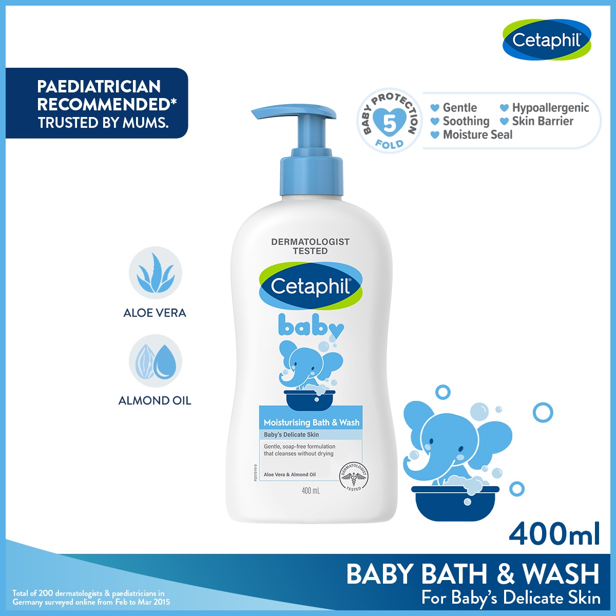 Cetaphil Baby Ultra Moisturizing Bath And Wash With Aloe Vera And Almond Oil 400mL