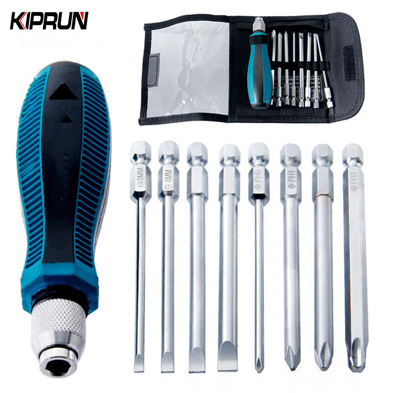 [Ready stock] KIPRUN Screwdrivers Set 9 in 1 Multi-purpose Hand Tools Hexagon Hex Screw Driver Home Improvement Car Repair Kit Magnetic Tool Sets