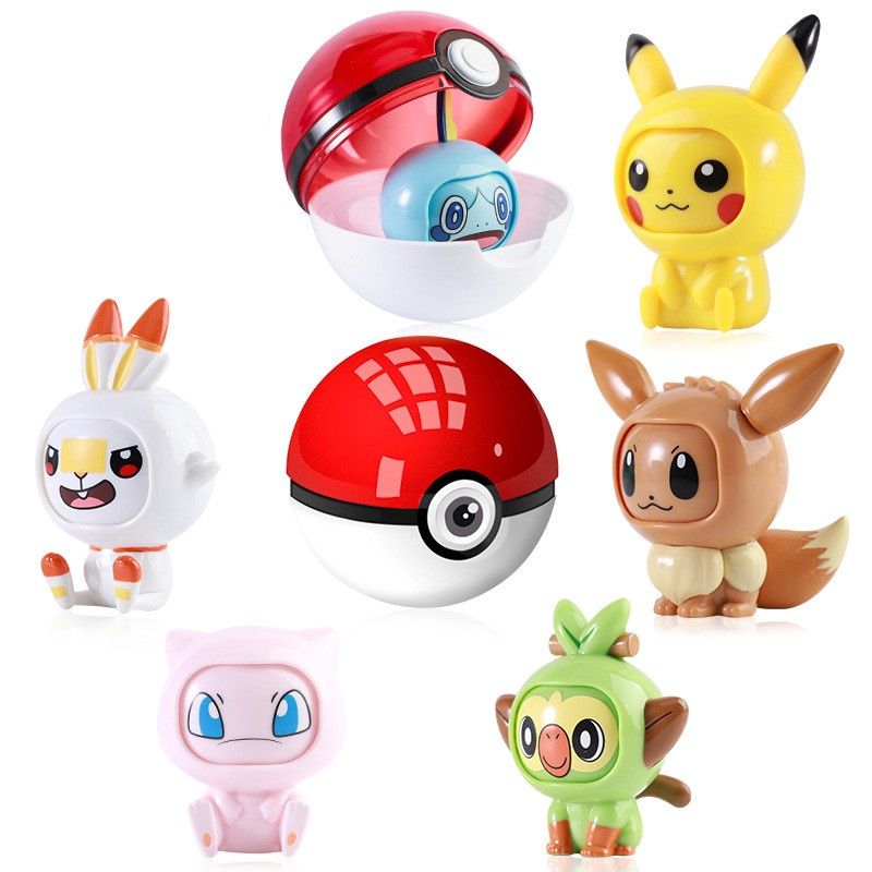 [SG] Changing face Pokeball Pocket monster deformation action figure cute expressions pikachu anime for kids Authorized reseller toys toy for kids birthday gift sticker stickers