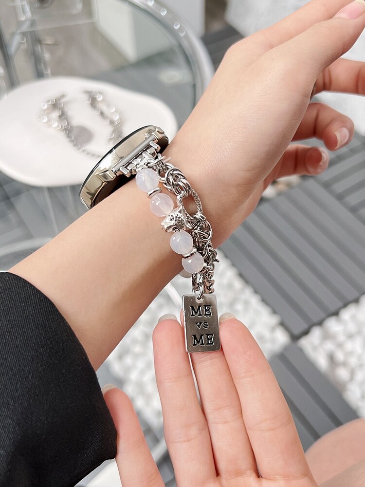 ஐ℗ Suitable for Huawei watch GT3 watch strap watch3pro women's GT2pro watch with GT Runner denim chain pearl watch chain GT1 new ECG glory smart buds watch chain high-end sense