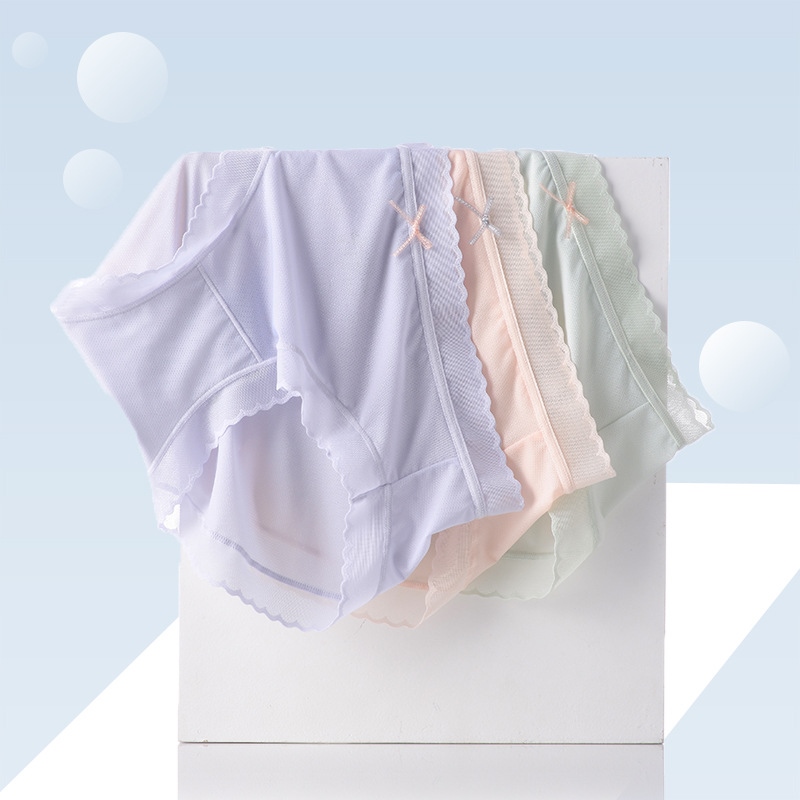Ice silk women's underwear women's pure desire sexy lace seamless briefs ultra-thin quick-drying mid-waist high-end underwear wholesale women's underwear