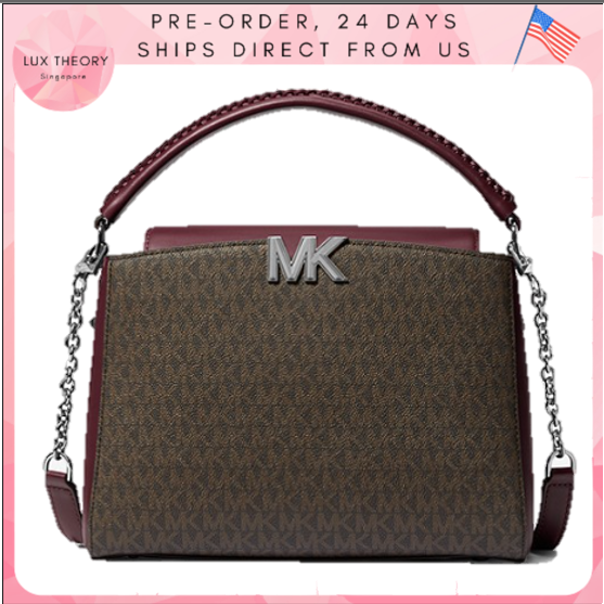 Pre-order: MICHAEL KORS Karlie Medium Logo Satchel In Merlot 30T2SCDS2B