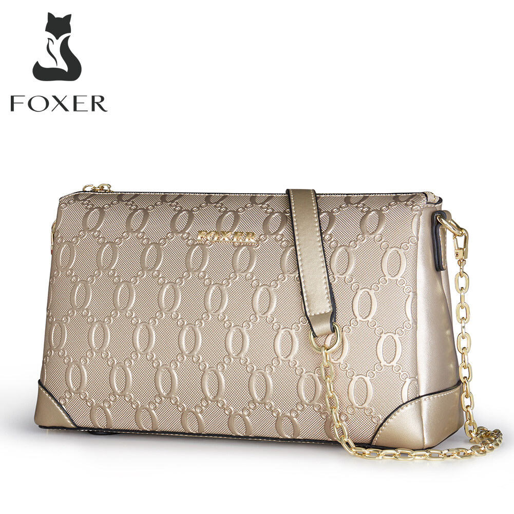 FOXER Women Crossbody Bag Leather Handbag Small Purse Cow Leather Shoulder Bag