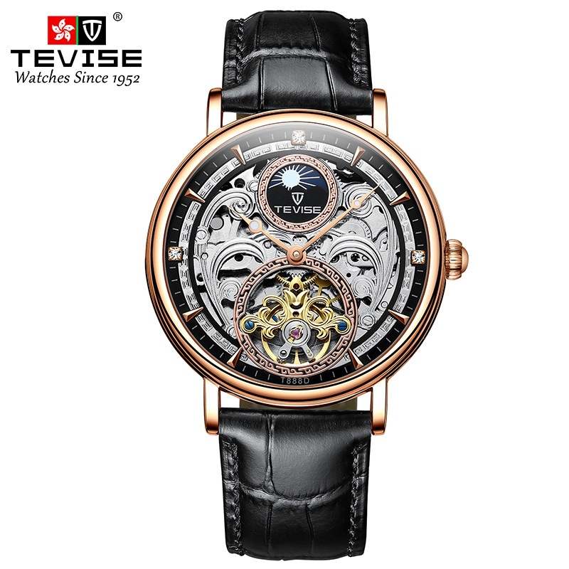 【Ready】? Twiss new watch men's mecal watch high-end explosion model belt hollow full watch